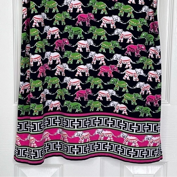 Crown & Ivy Elephant Print Preppy Embroidered A-Line Sleeveless Dress Medium - Picture 6 of 11